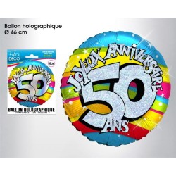 Ballon Holographique Hélium 50 ans