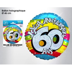 Ballon Holographique Hélium 60 ans