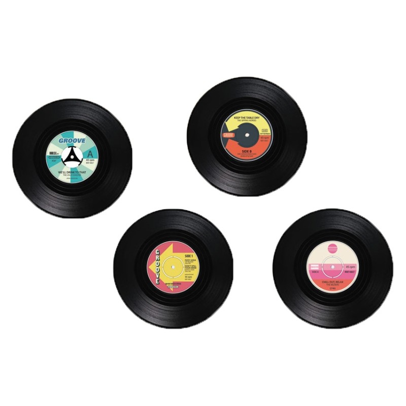 4 dessous de verre disque vinyle