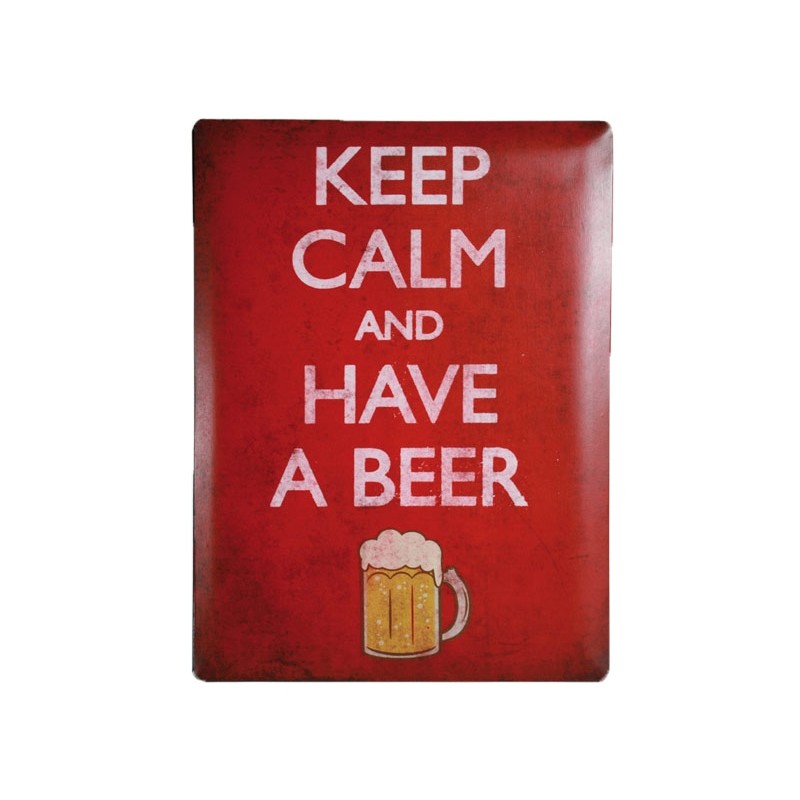Plaque métal Keep calm and have a beer - 30 x 40cm