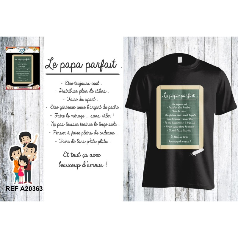 Tee-shirt noir Papa parfait