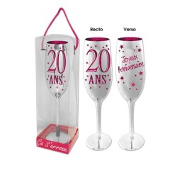 Flûte à champagne 20 ans - rose chromé