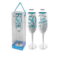 Flûte à champagne 50 ans - bleu chromé
