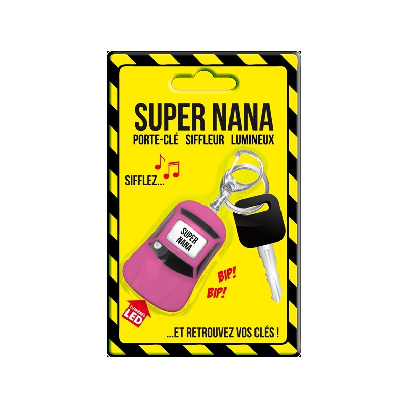 Porte-clé siffleur lumineux Super Nana