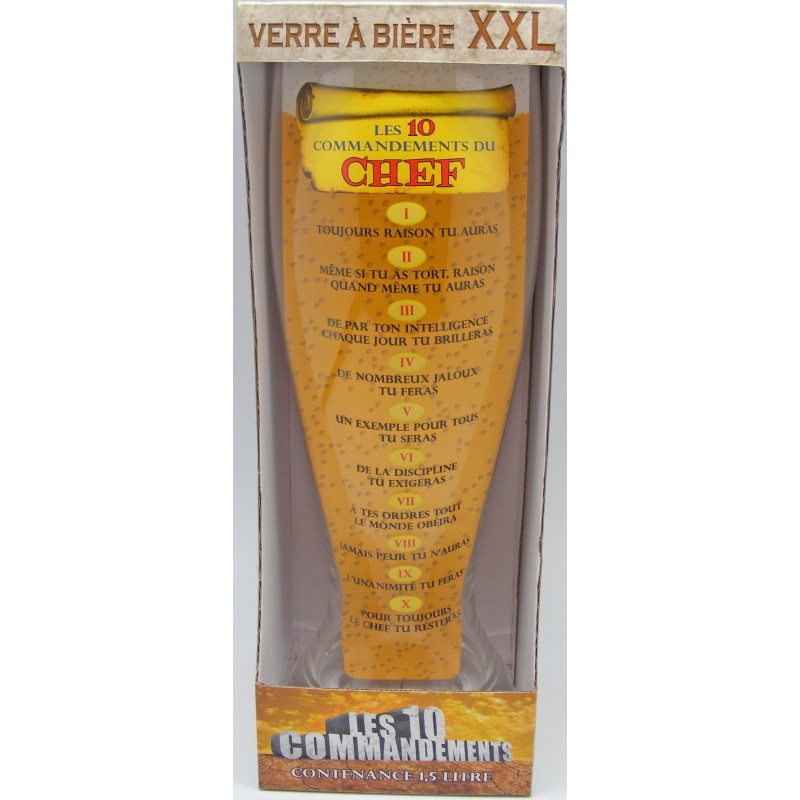 Verre à bière XXL - Les 10 commandements du chef