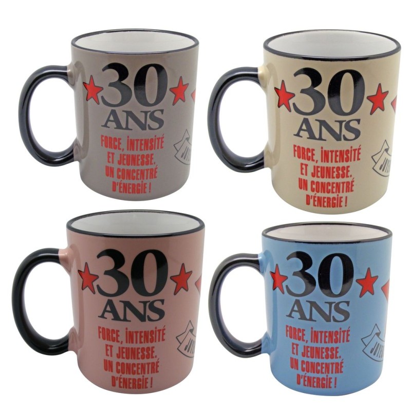 Mug 30 ans coloré - étoiles rouges