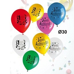 8 ballons colorés Joyeux anniversaire
