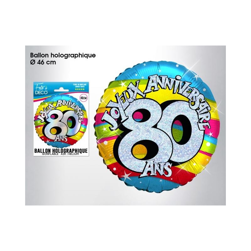 Ballon holographique hélium 80 ans