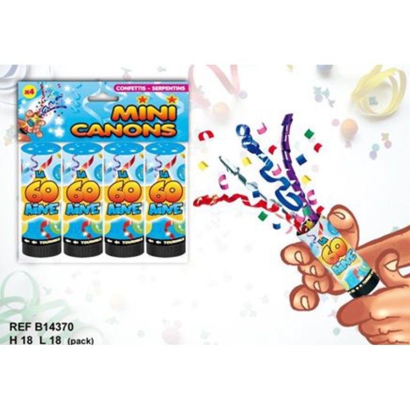 Sachet 4 mini canons confettis la 60aine