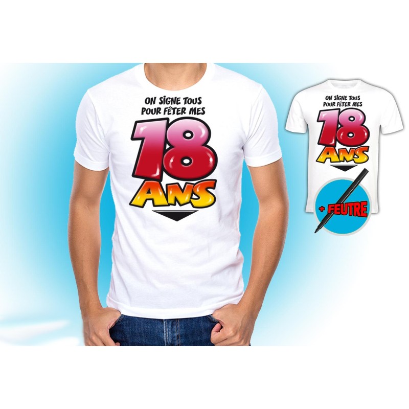 Tee shirt dedicace 18 ans