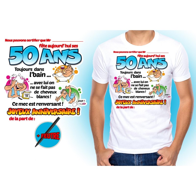 Tee-shirt homme dedicace on signe pour mes 50 ans