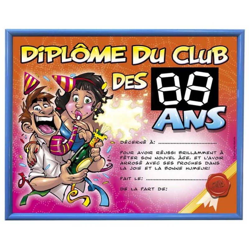 Diplôme anniversaire âge personnalisable