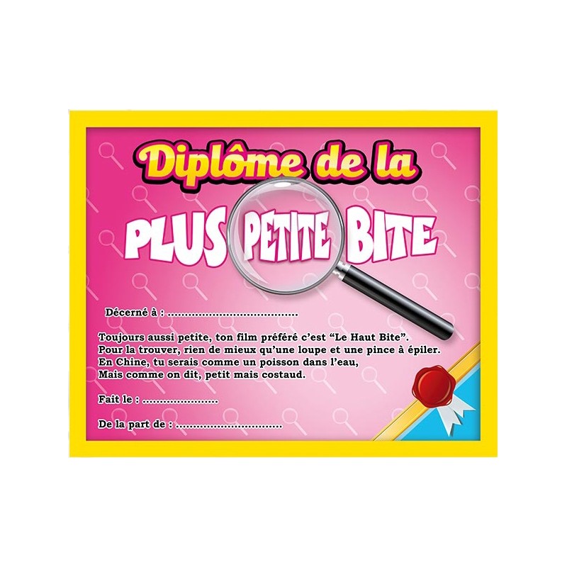 Diplôme de la plus petite bite