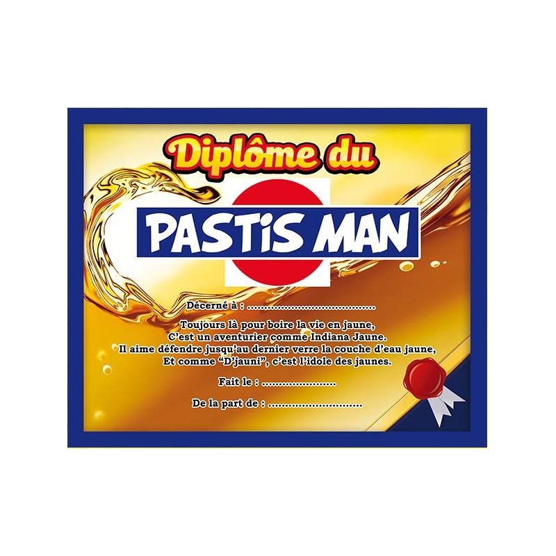 Diplôme du Pastis Man