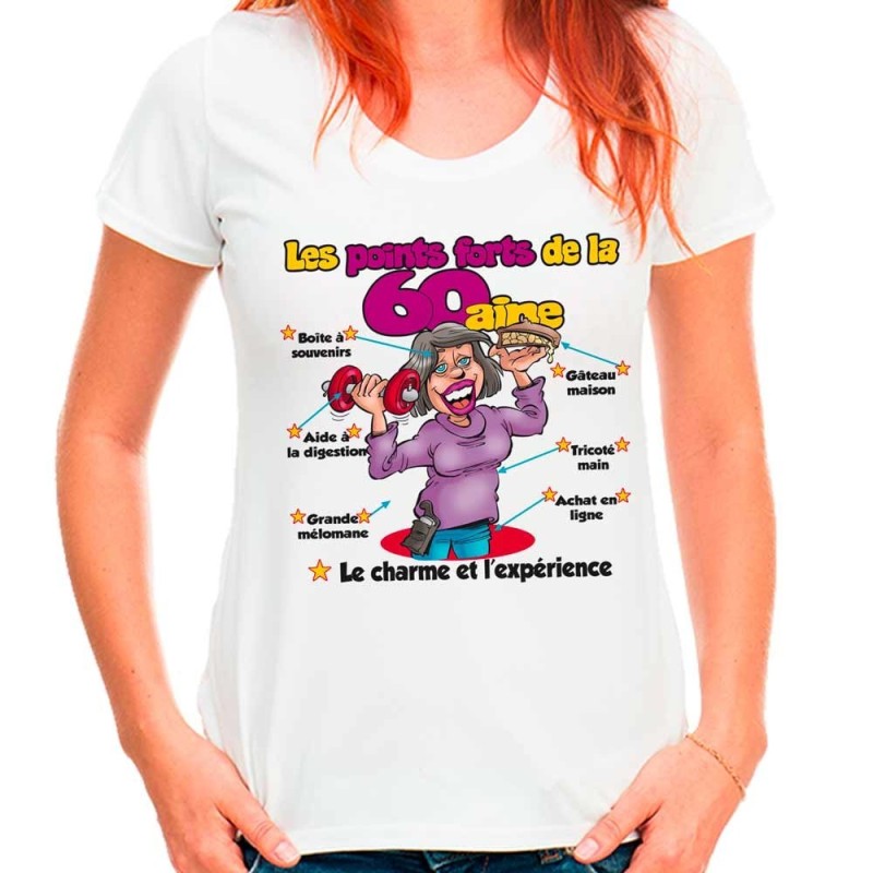 TEE SHIRT A DEDICACER FEMME 60 ANS - Ouest Fetes