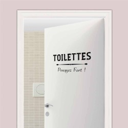 Sticker porte Toilettes Poussez Fort