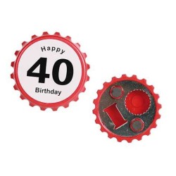 Décapsuleur aimanté Happy Birthday 40 ans