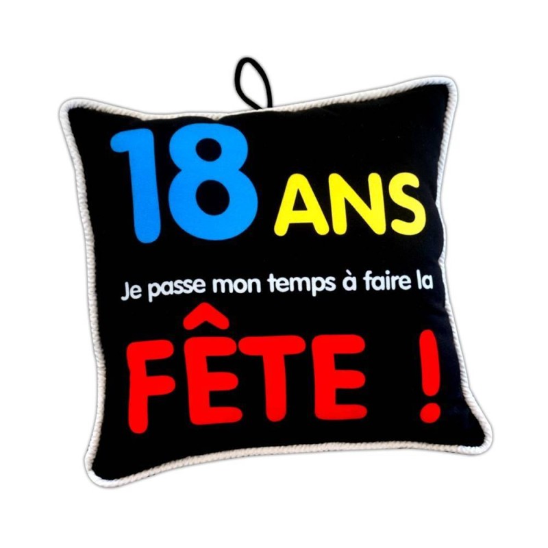 Coussin 18 ans je passe mon temps a faire la fête