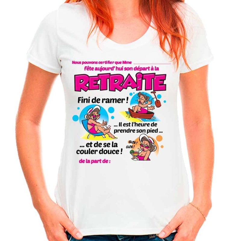 Tee-shirt dedicace depart retraite femme