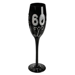 Flûte à champagne noire 60 ans écriture argentée