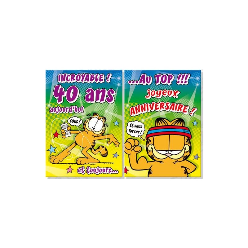 Carte Garfield Pour Anniversaire 40 Ans Format Maxi 19 X 26 5cm