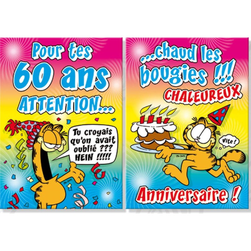 Carte anniversaire format maxi Garfield pour tes 60 ans