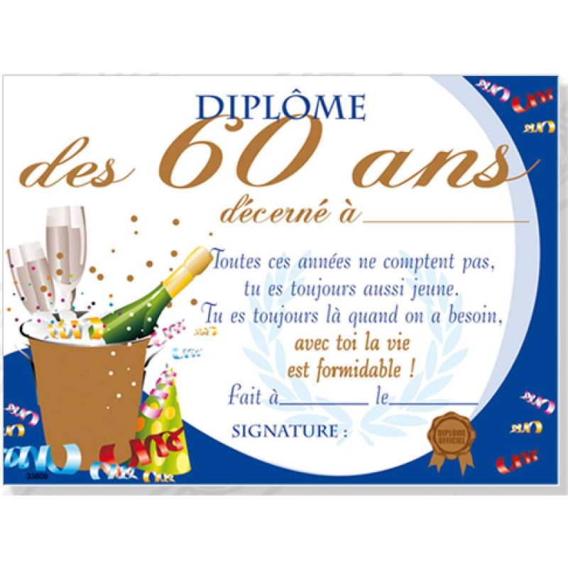 Diplôme Fashion 60 ans