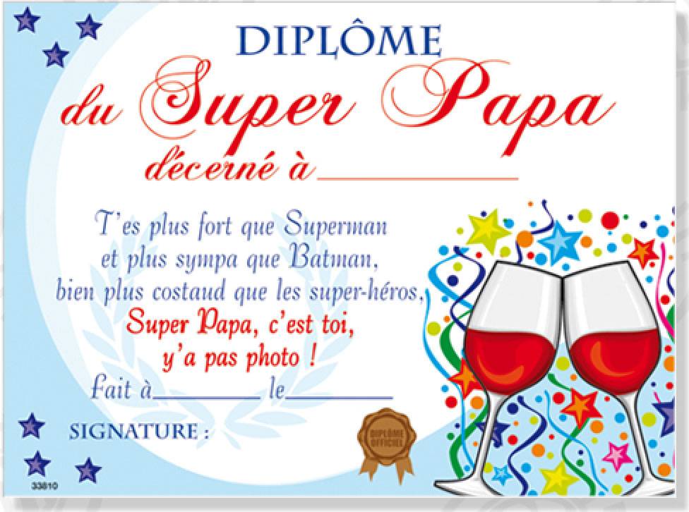 Diplome Fashion Du Super Papa 23 X 17cm
