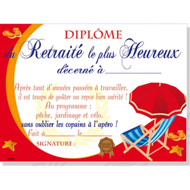 Diplôme Fashion du Retraité le plus heureux