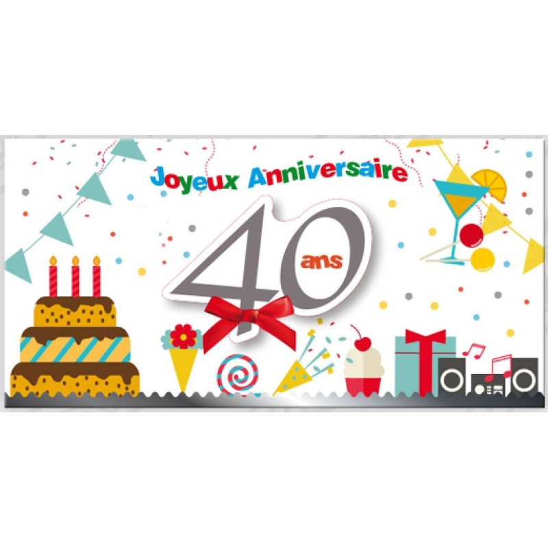 Carte format paysage Joyeux Anniversaire 40 ans