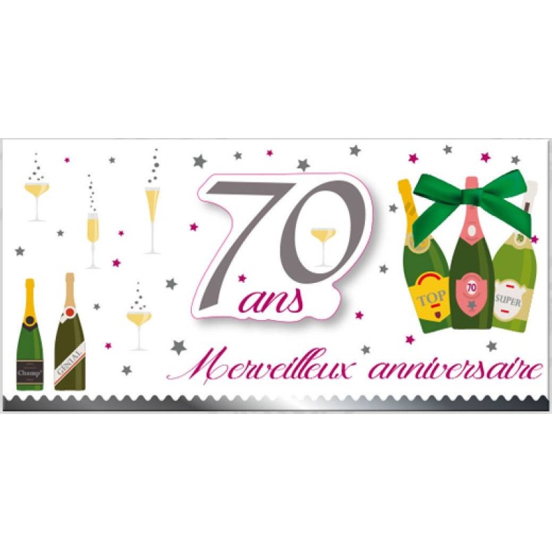 Carte format paysage 70 ans Merveilleux Anniversaire