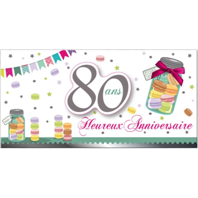 Carte format paysage 80 ans Heureux Anniversaire