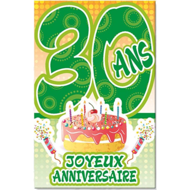 Carte anniversaire âge 30 ans vert