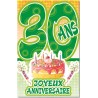 Carte anniversaire âge 30 ans vert
