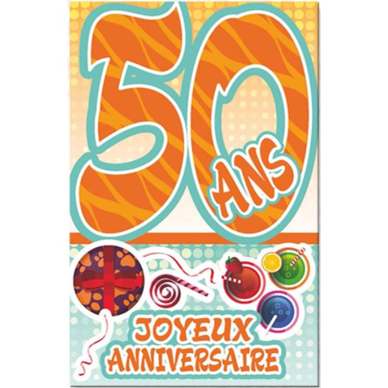 Carte anniversaire 50 ans écriture orange