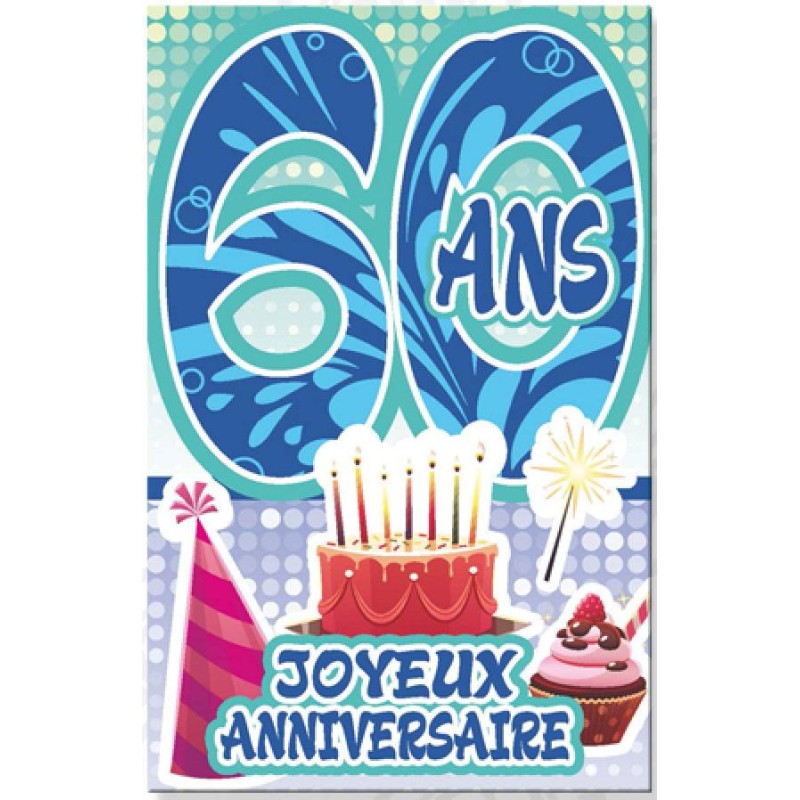 Carte Anniversaire Age 60 Ans Ecriture Bleue Effet Vague