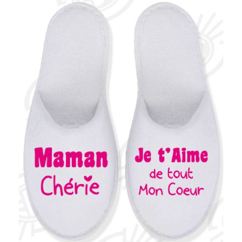 Pantoufles brodées Maman Chérie