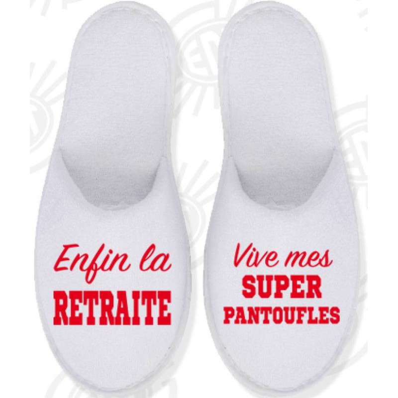 Pantoufles brodées Enfin la retraite