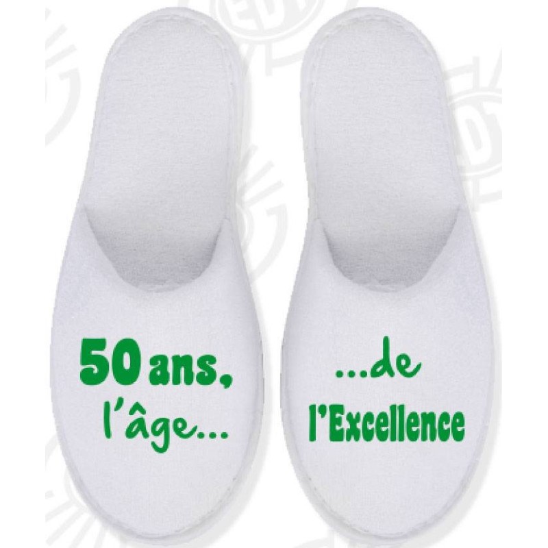 Pantoufles brodées 50 ans