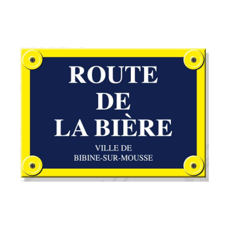 Plaque de rue colorée Route de la bière