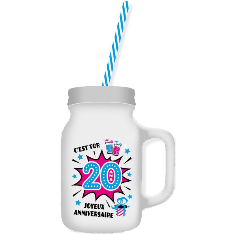 Mason Jar 20 ans Joyeux Anniversaire