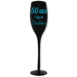 Flûte à champagne noire 50 ans l'âge de l'excellence