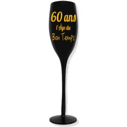 Flûte à champagne noire 60 ans l'âge du bon temps