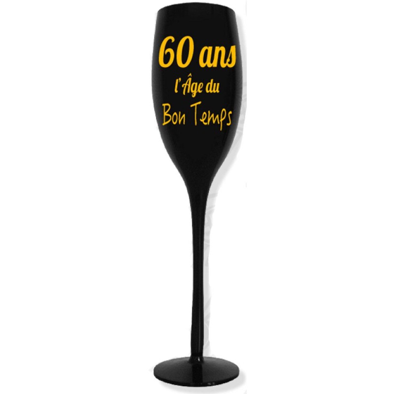 Flûte à champagne noire 60 ans l'âge du bon temps