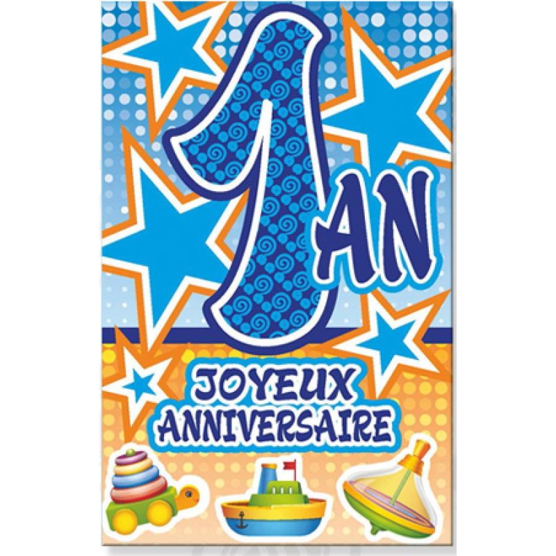 Carte anniversaire âge 1 an bleu