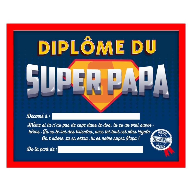 Cadre diplôme super papa