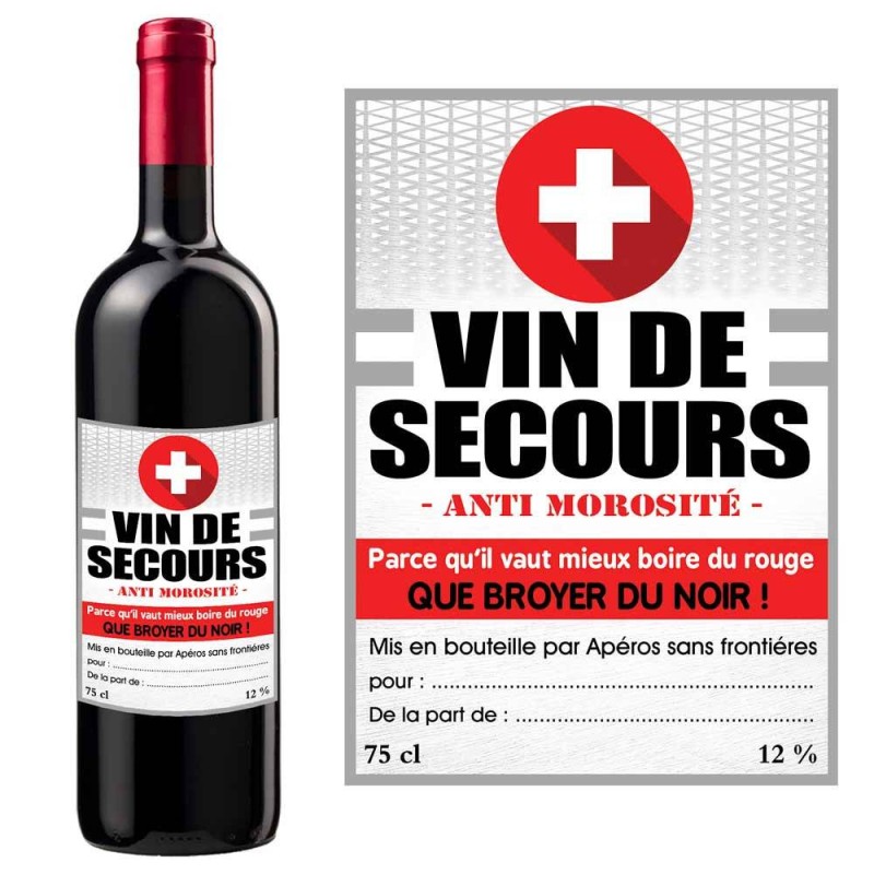 Bouteille de vin humoristique vin de secours