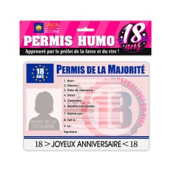 Permis humoristique 18 ans femme