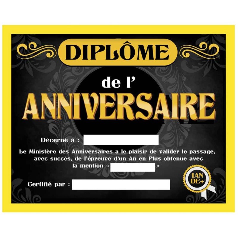 Cadre diplôme anniversaire homme