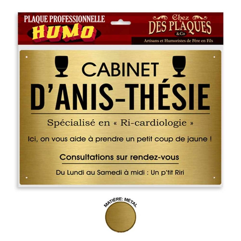 Plaque métal anis-thésie